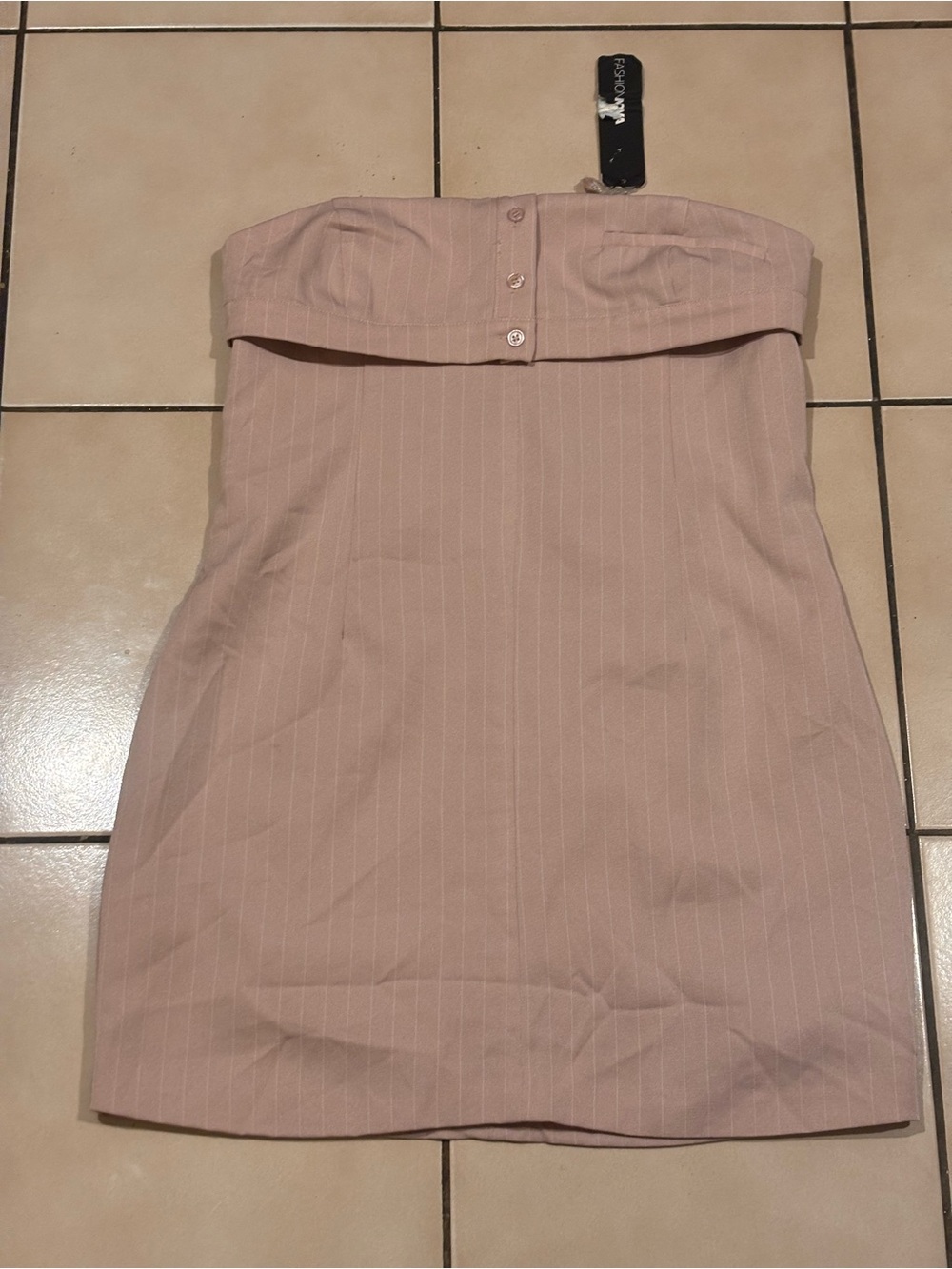 Fashion Nova Blush Pinstripe Strapless Mini Dress